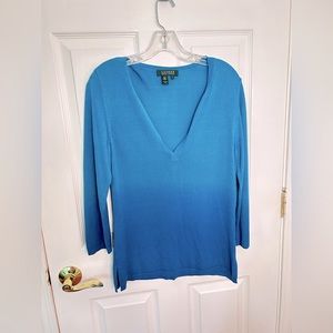 Lauren By Ralph Lauren Teal Polo V Neckline Sweater